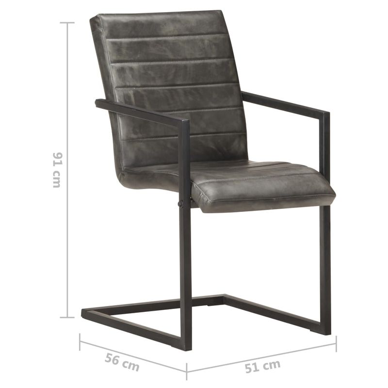 Casa si Gradina - Mobilier - Scaune si fotolii - Scaune - Scaune de bucatarie tip consola, 4 buc., gri, piele naturala - Infinity.ro