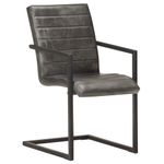 Casa si Gradina - Mobilier - Scaune si fotolii - Scaune - Scaune de bucatarie consola, 6 buc., gri, piele naturala - Infinity.ro