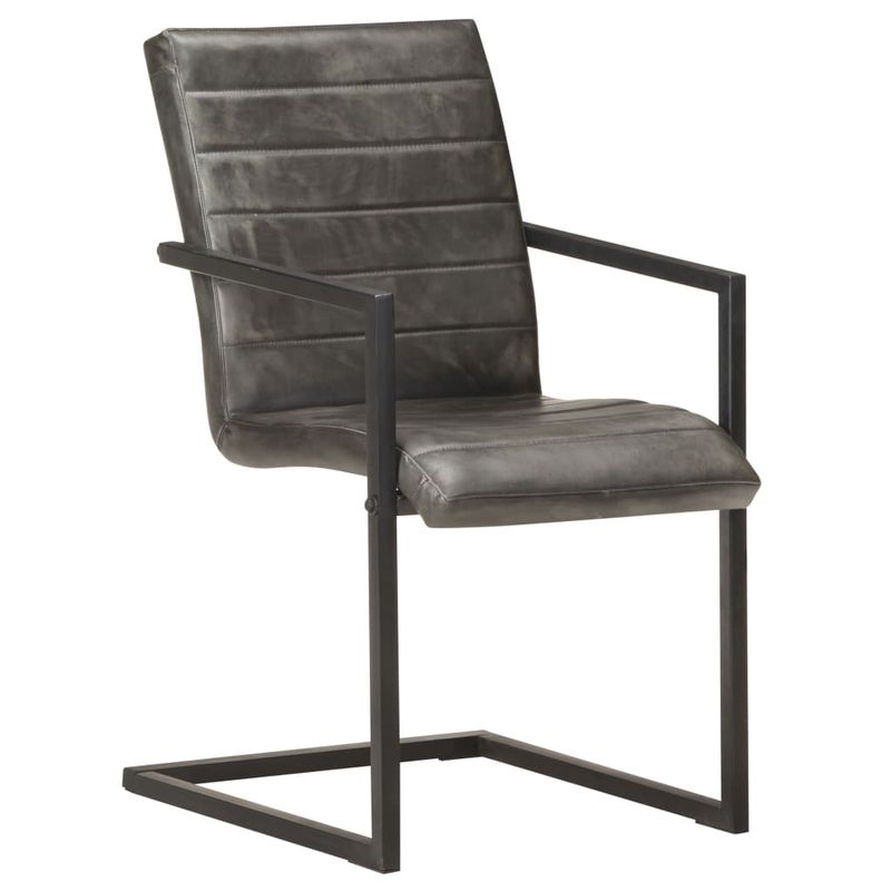Casa si Gradina - Mobilier - Scaune si fotolii - Scaune - Scaune de bucatarie consola, 6 buc., gri, piele naturala - Infinity.ro