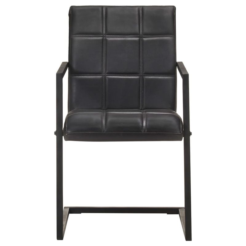 Casa si Gradina - Mobilier - Scaune si fotolii - Scaune - Scaune de bucatarie consola, 4 buc., negru, piele naturala - Infinity.ro