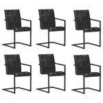 Casa si Gradina - Mobilier - Scaune si fotolii - Scaune - Scaune de bucatarie consola, 6 buc., negru, piele naturala - Infinity.ro