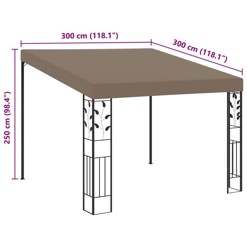 Casa si Gradina - Gradina si terasa - Umbrele si pavilioane - Pavilioane - Pavilion montat pe perete, gri taupe, 3x3x2,5 m - Infinity.ro