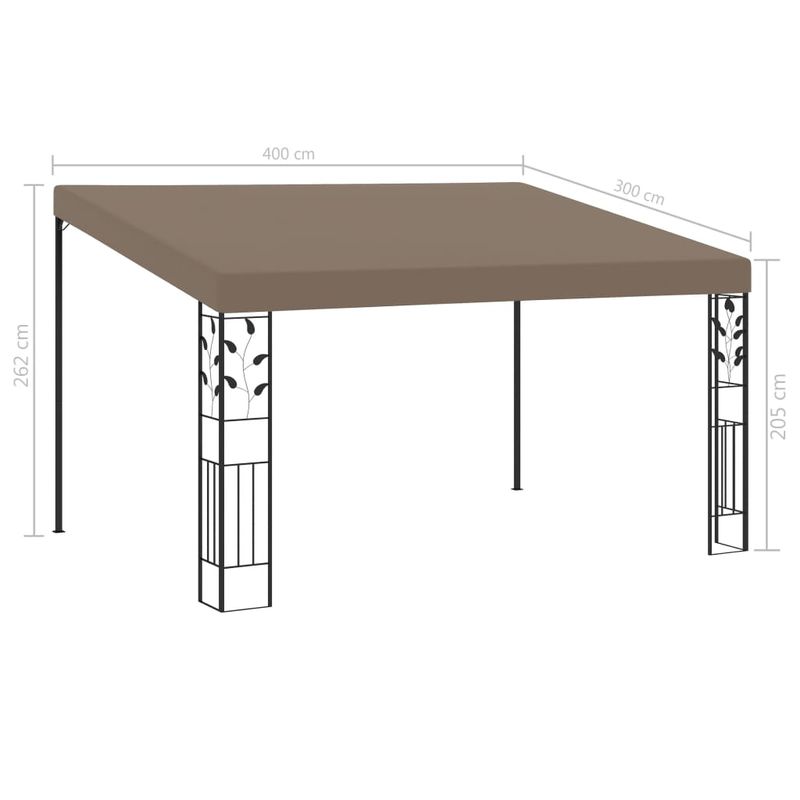 Casa si Gradina - Gradina si terasa - Umbrele si pavilioane - Pavilioane - Pavilion montat de perete, gri taupe, 4 x 3 x 2,5 m - Infinity.ro