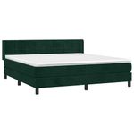 Casa si Gradina - Mobilier - Paturi si accesorii - Paturi - Pat box spring cu saltea, verde inchis, 160x200 cm, catifea - Infinity.ro