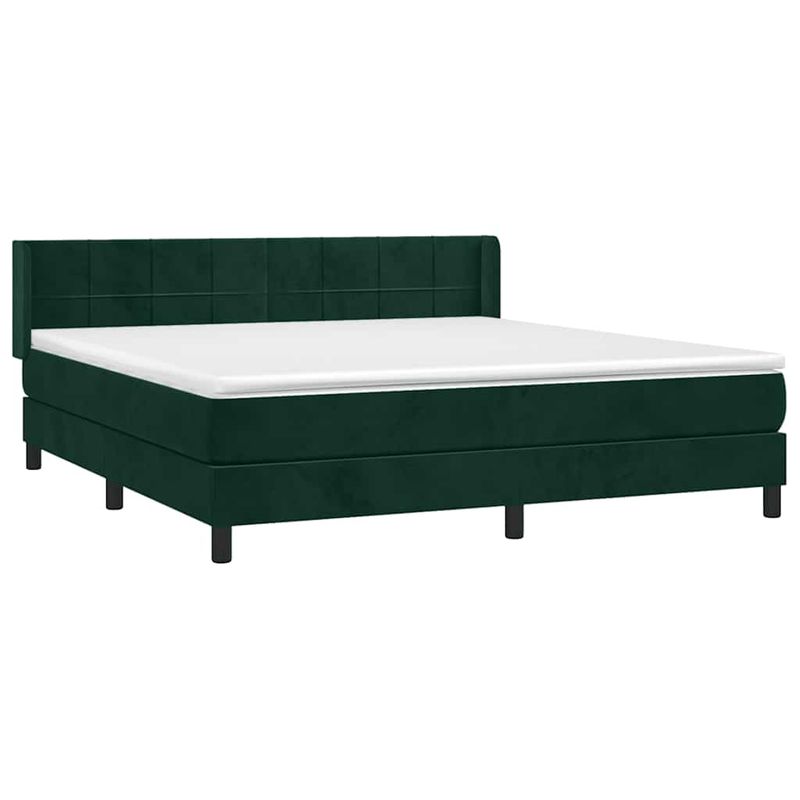 Casa si Gradina - Mobilier - Paturi si accesorii - Paturi - Pat box spring cu saltea, verde inchis, 160x200 cm, catifea - Infinity.ro