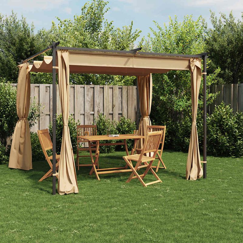 Casa si Gradina - Gradina si terasa - Umbrele si pavilioane - Pavilioane - Pavilion cu draperii, gri taupe, 3 x 3 m, otel - Infinity.ro