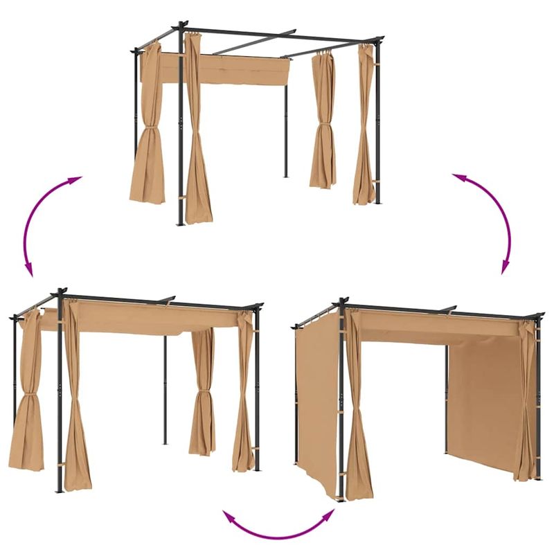 Casa si Gradina - Gradina si terasa - Umbrele si pavilioane - Pavilioane - Pavilion cu draperii, gri taupe, 3 x 3 m, otel - Infinity.ro