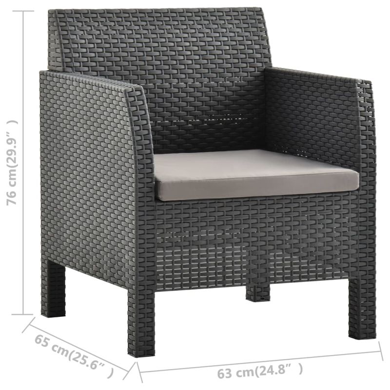 Casa si Gradina - Gradina si terasa - Mobilier exterior - Scaune si sezlonguri gradina - Scaun de gradina cu perna antracit 63x65x76 cm, ratan PP - Infinity.ro