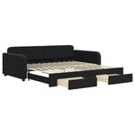 Casa si Gradina - Mobilier - Paturi si accesorii - Paturi - Pat de zi cu extensie si sertare, negru, 100x200 cm, catifea - Infinity.ro