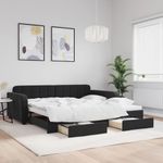 Casa si Gradina - Mobilier - Paturi si accesorii - Paturi - Pat de zi cu extensie si sertare, negru, 100x200 cm, catifea - Infinity.ro