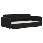 Casa si Gradina - Mobilier - Paturi si accesorii - Paturi - Pat de zi cu extensie si sertare, negru, 100x200 cm, catifea - Infinity.ro