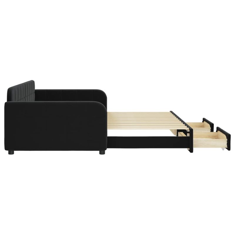 Casa si Gradina - Mobilier - Paturi si accesorii - Paturi - Pat de zi cu extensie si sertare, negru, 100x200 cm, catifea - Infinity.ro