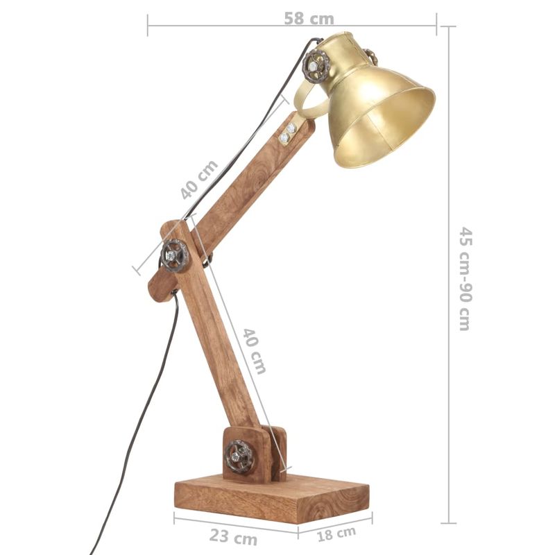 Casa si Gradina - Corpuri si surse de iluminat - Veioze si lampi - Lampi de veghe - Lampa de birou industriala, alama, 58x18x90 cm, E27, rotund - Infinity.ro
