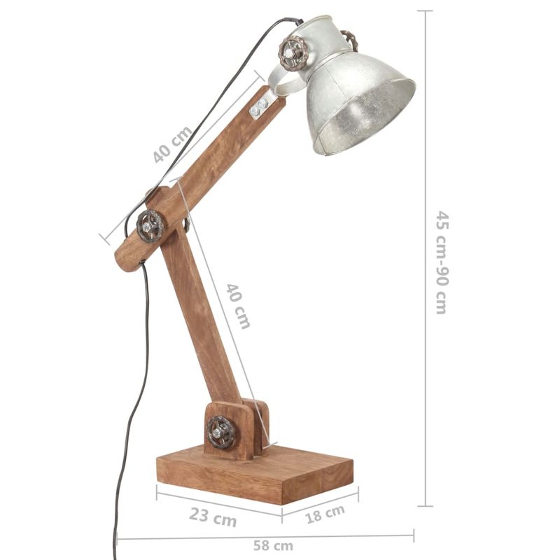Casa si Gradina - Corpuri si surse de iluminat - Veioze si lampi - Lampi de veghe - Lampa de birou industriala, argintiu, 58x18x90 cm, E27, rotund - Infinity.ro