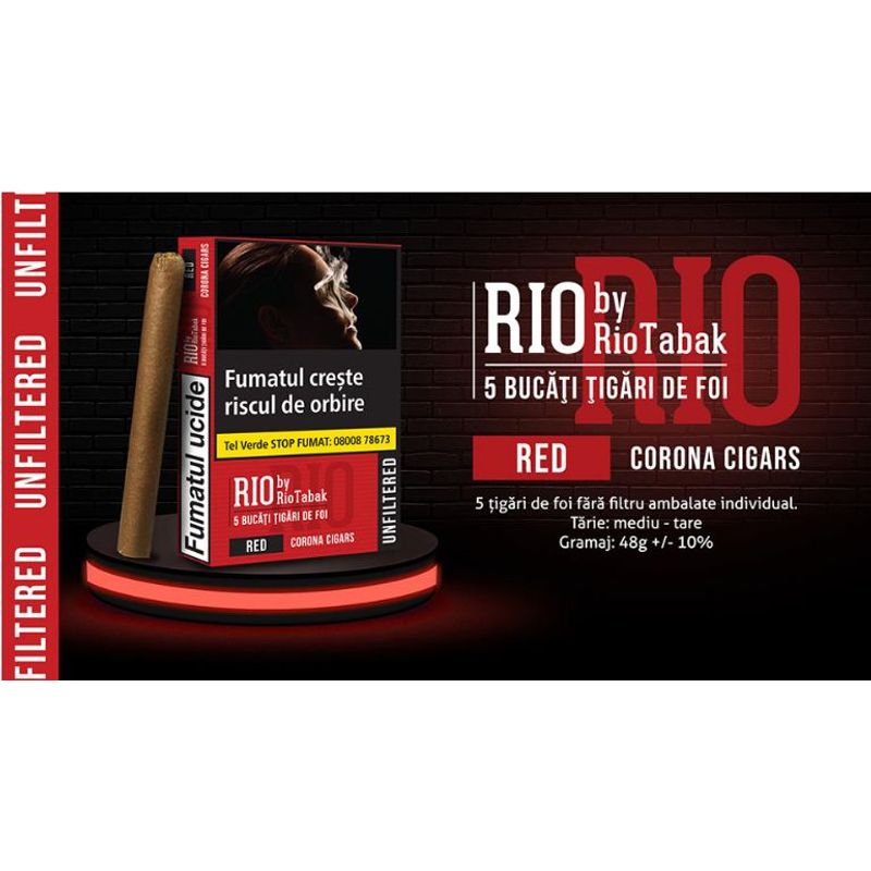 Market - Tutun si tigari - Tutun, tigari si trabucuri - Tigari de Foi RIO Red by RioTabak 48g (5) - Infinity.ro
