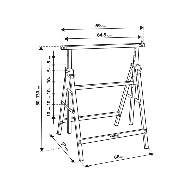 Casa si Gradina - Constructii - Scule de mana si unelte - Mese si bancuri de lucru - Suport pliabil reglabil, EXTOL CRAFT, 9994, 200kg, 800-1300 mm - Infinity.ro