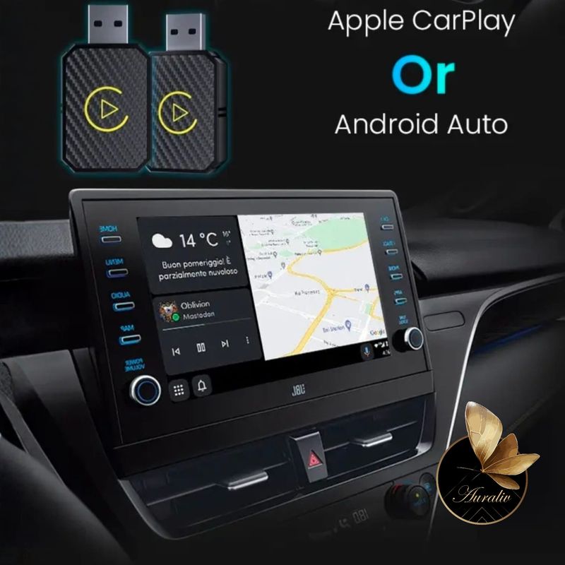 Auto si Moto - Electronice auto - Multimedia auto - Adaptor Auto 2-in-1 Auraliv® – CarPlay & Android Auto Wireless, WiFi 6, Bluetooth 5.0, Conectare Rapida, Ecran Adaptiv - Infinity.ro