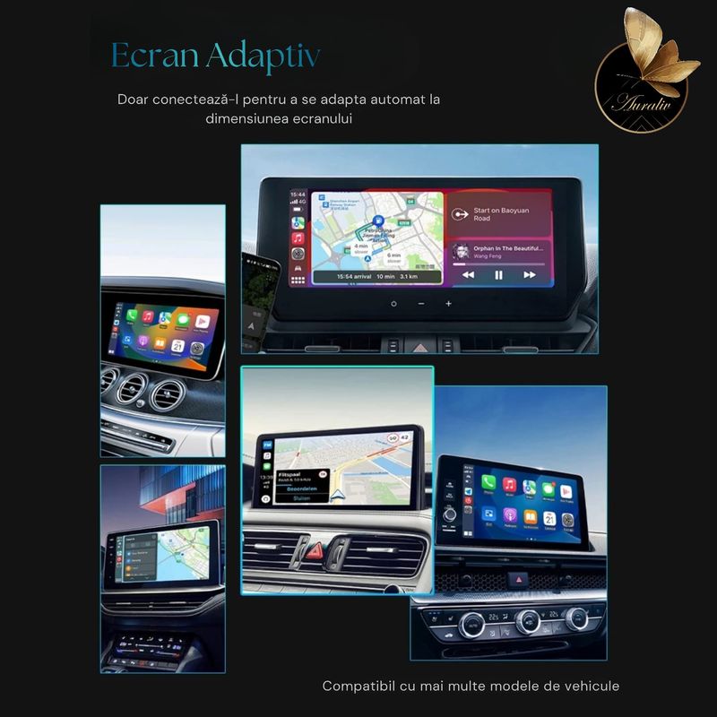 Auto si Moto - Electronice auto - Multimedia auto - Adaptor Auto 2-in-1 Auraliv® – CarPlay & Android Auto Wireless, WiFi 6, Bluetooth 5.0, Conectare Rapida, Ecran Adaptiv - Infinity.ro