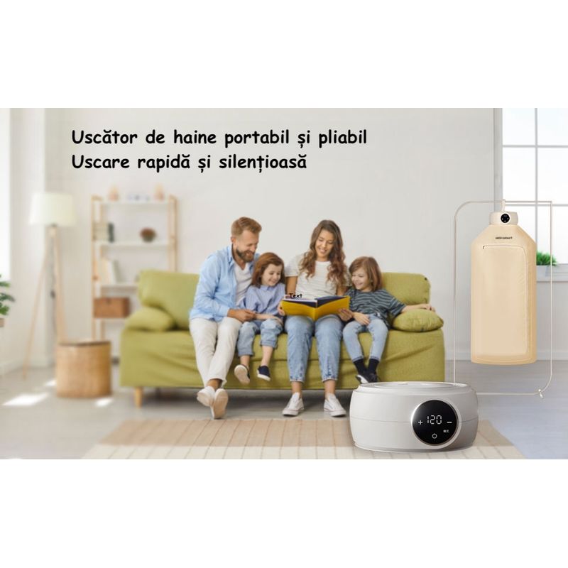 Market - Spalare si intretinere rufe - Uscatoare de rufe si accesorii - Uscator de haine pliabil Ambrasmart, portabil, rapid si ideal pentru uscare igienica in interior, perfect pentru familii - Infinity.ro