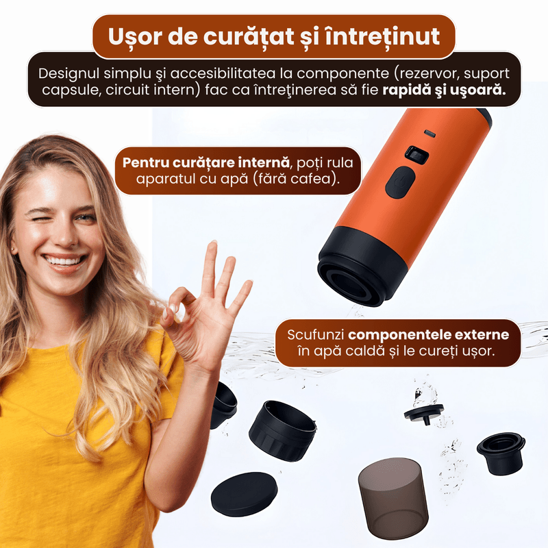 Electronice si Electrocasnice - Electrocasnice bucatarie - Preparare bauturi - Espressoare - Espressor Portabil Reincarcabil, Aparat de Cafea cu Incalzire Rapida 3in1 - Infinity.ro