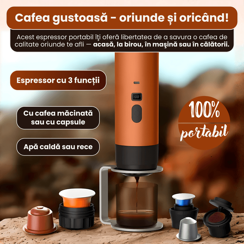 Electronice si Electrocasnice - Electrocasnice bucatarie - Preparare bauturi - Espressoare - Espressor Portabil Reincarcabil, Aparat de Cafea cu Incalzire Rapida 3in1 - Infinity.ro