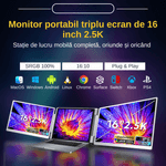 PC, gaming si accesorii - Desktop PC & monitoare - Monitoare - Extensie 2 Ecrane pentru Laptop, 2×16inch , IPS, 2560×1600, sRGB 100% - Infinity.ro