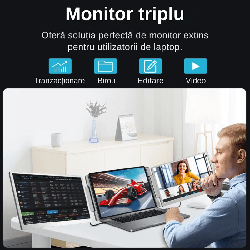 PC, gaming si accesorii - Desktop PC & monitoare - Monitoare - Extensie 2 Ecrane pentru Laptop, 2×16inch , IPS, 2560×1600, sRGB 100% - Infinity.ro