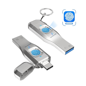 Stick USB 16 GB, USB 3.0 + Type-C, Criptare Amprenta, Carcasa Metalica, Compatibil Laptop si Telefon