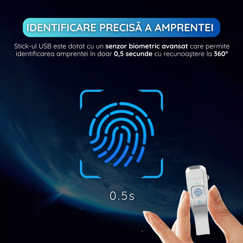 PC, gaming si accesorii - Periferice PC - Memorii USB - Stick USB 16 GB, USB 3.0 + Type-C, Criptare Amprenta, Carcasa Metalica, Compatibil Laptop si Telefon - Infinity.ro