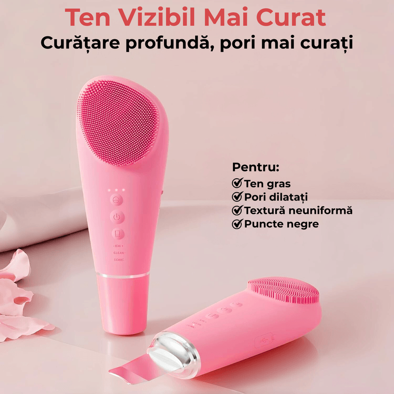 Ingrijire personala si Cosmetice - Aparate & accesorii ingrijire personala - Aparate cosmetice - Aparate intretinere si ingrijire corporala - Perie Electrica Faciala 2 in 1 JustNet®, cu Spatula Ultrasonica Scrubber, 7 Moduri Vibratie Sonica, IPX7 Waterproof - Infinity.ro