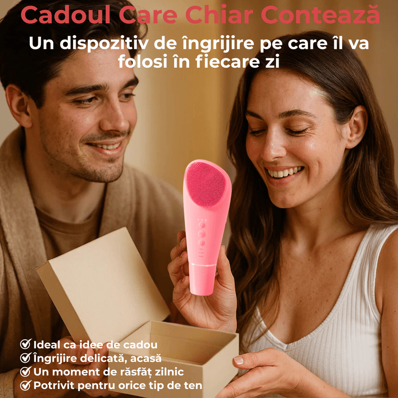 Ingrijire personala si Cosmetice - Aparate & accesorii ingrijire personala - Aparate cosmetice - Aparate intretinere si ingrijire corporala - Perie Electrica Faciala 2 in 1 JustNet®, cu Spatula Ultrasonica Scrubber, 7 Moduri Vibratie Sonica, IPX7 Waterproof - Infinity.ro