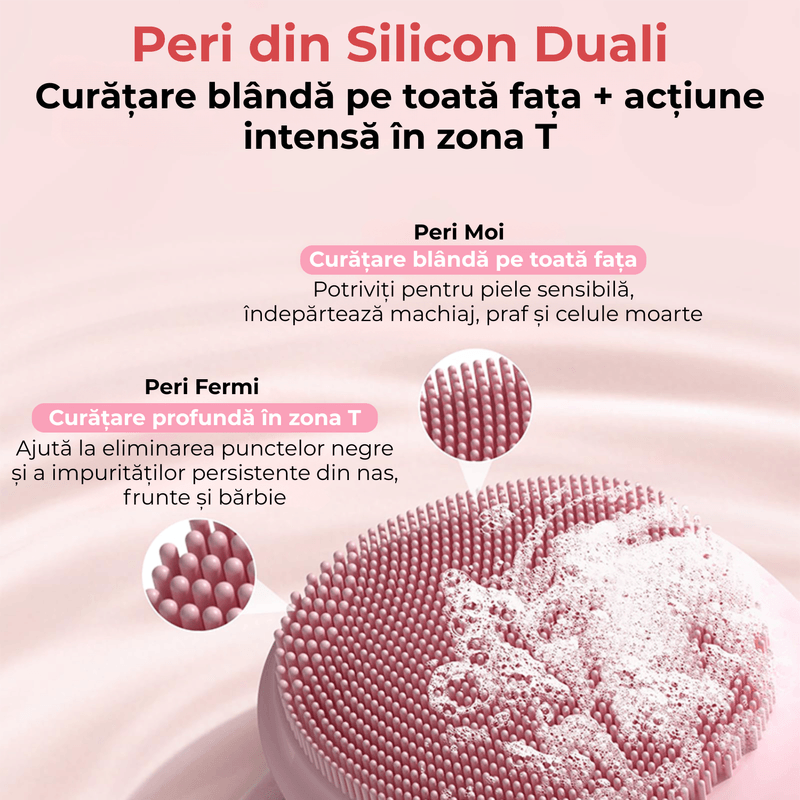 Ingrijire personala si Cosmetice - Aparate & accesorii ingrijire personala - Aparate cosmetice - Aparate intretinere si ingrijire corporala - Perie Electrica Faciala 2 in 1 JustNet®, cu Spatula Ultrasonica Scrubber, 7 Moduri Vibratie Sonica, IPX7 Waterproof - Infinity.ro