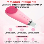Ingrijire personala si Cosmetice - Aparate & accesorii ingrijire personala - Aparate cosmetice - Aparate intretinere si ingrijire corporala - Perie Electrica Faciala 2 in 1 JustNet®, cu Spatula Ultrasonica Scrubber, 7 Moduri Vibratie Sonica, IPX7 Waterproof - Infinity.ro