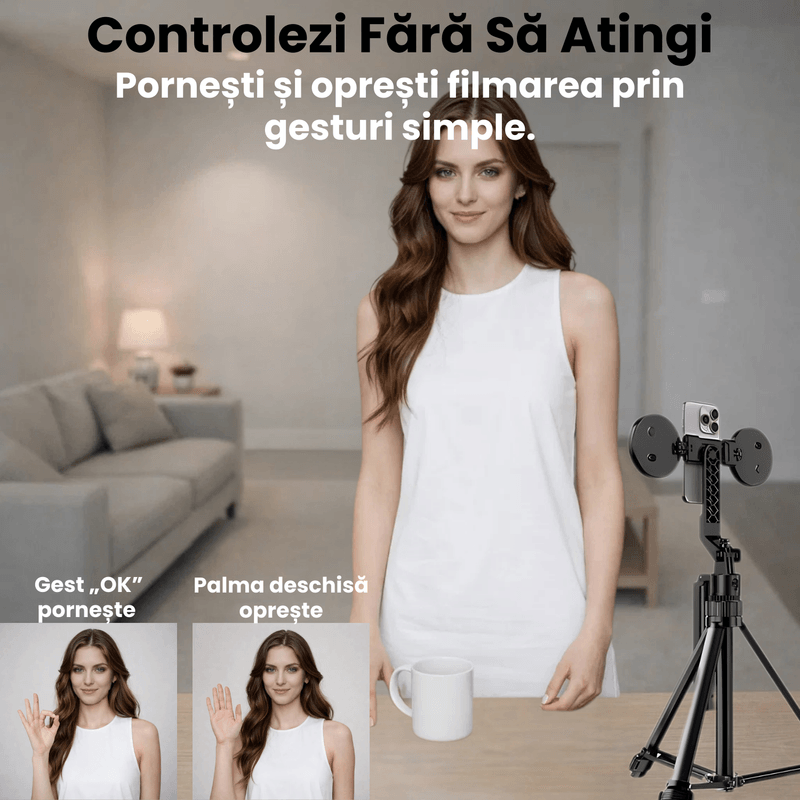 Laptop, Telefoane si Tablete - Telefoane mobile si accesorii - Accesorii Telefoane - Selfie stick-uri - Selfie Stick Profesional JustNet® 1.9 m cu Urmarire AI, Trepied din Aluminiu, Stabilizator, 2 Lampi LED, fara Aplicatie - Infinity.ro