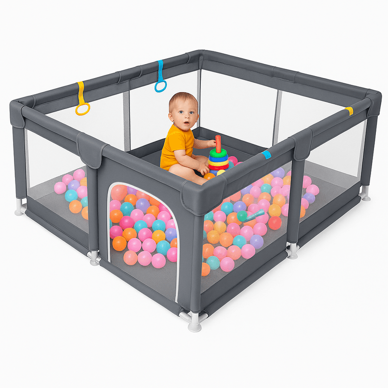 Casa si Gradina - Mobilier - Mobilier copii - Tarcuri copii - Tarc de joaca Happykid cu bile,covoras si 4 inele ridicare incluse - Infinity.ro