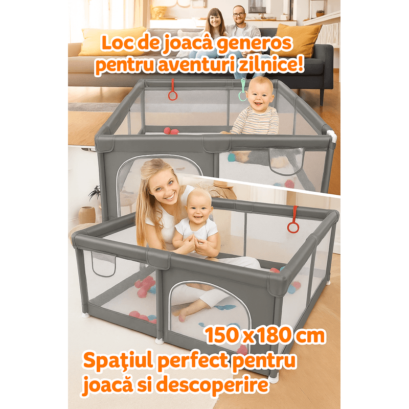 Casa si Gradina - Mobilier - Mobilier copii - Tarcuri copii - Tarc de joaca Happykid cu bile,covoras si 4 inele ridicare incluse - Infinity.ro