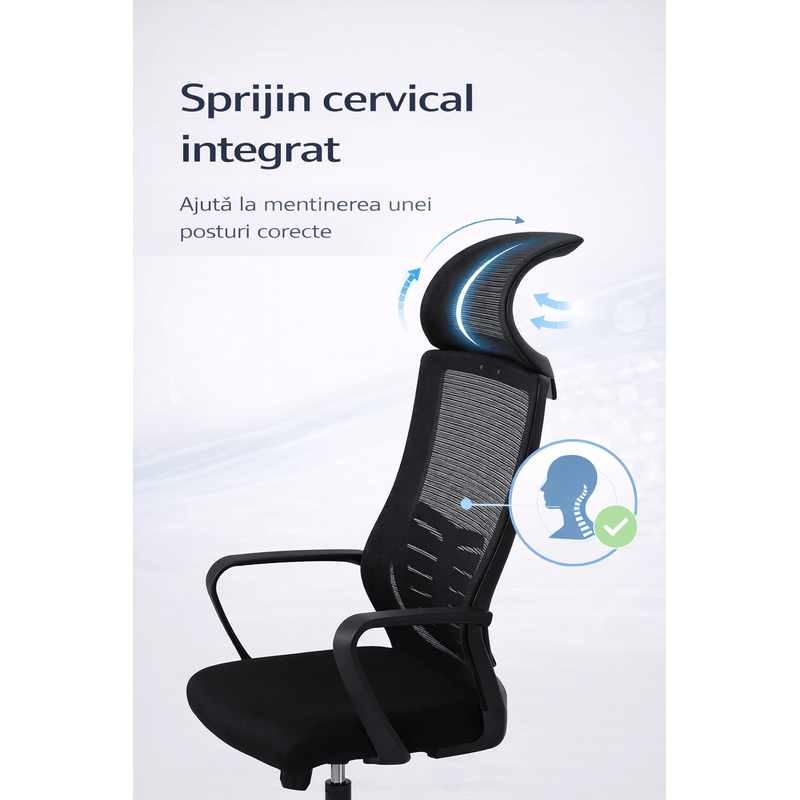 PC, gaming si accesorii - Gaming - Accesorii gaming - Scaune gaming - Scaun Ergonomic Reglabil pentru Birou si Gaming, Negru inchis, Tetiera 2D, Mecanism Syncron - Infinity.ro