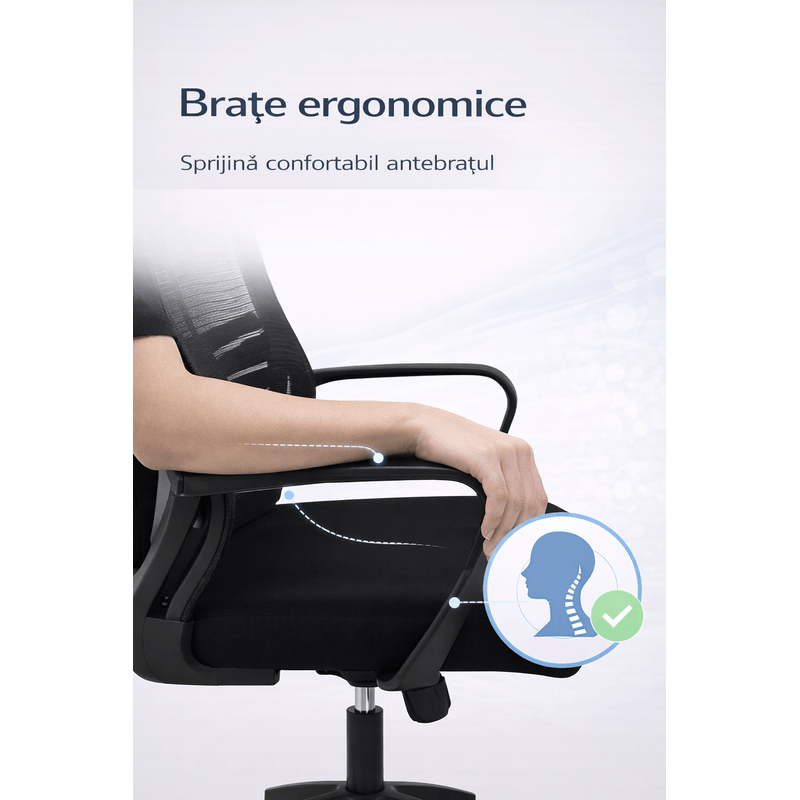 PC, gaming si accesorii - Gaming - Accesorii gaming - Scaune gaming - Scaun Ergonomic Reglabil pentru Birou si Gaming, Negru inchis, Tetiera 2D, Mecanism Syncron - Infinity.ro