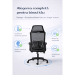 PC, gaming si accesorii - Gaming - Accesorii gaming - Scaune gaming - Scaun Ergonomic Reglabil pentru Birou si Gaming, Negru inchis, Tetiera 2D, Mecanism Syncron - Infinity.ro