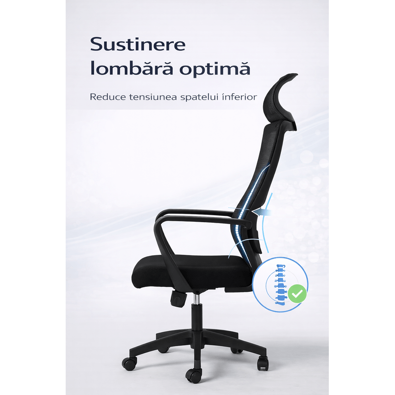 PC, gaming si accesorii - Gaming - Accesorii gaming - Scaune gaming - Scaun Ergonomic Reglabil pentru Birou si Gaming, Negru inchis, Tetiera 2D, Mecanism Syncron - Infinity.ro