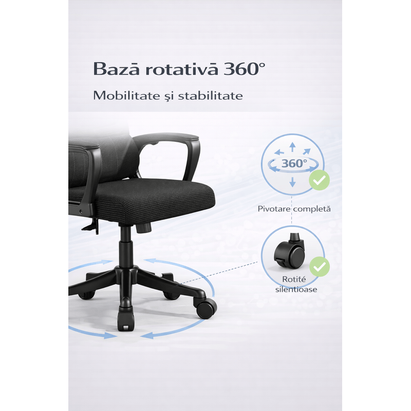 PC, gaming si accesorii - Gaming - Accesorii gaming - Scaune gaming - Scaun Ergonomic Reglabil pentru Birou si Gaming, Negru Dark, Tetiera 2D, Mecanism Syncron - Infinity.ro