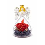 Market - Cadouri - Flori si aranjamente - Inger cu trandafir criogenic sub cupola de sticla, cadou romantic pentru iubita, sotie, mama, valentine’s day, rosu - Infinity.ro
