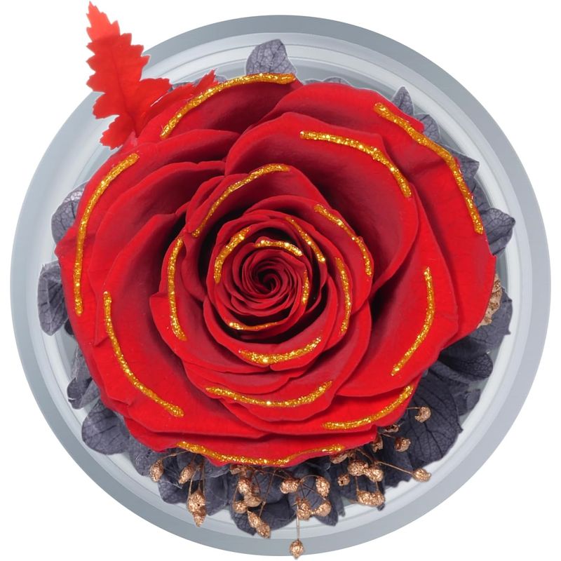 Market - Cadouri - Flori si aranjamente - Inger cu trandafir criogenic sub cupola de sticla, cadou romantic pentru iubita, sotie, mama, valentine’s day, rosu - Infinity.ro