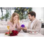 Market - Cadouri - Flori si aranjamente - Inger cu 5 trandafiri eterni sub cupola de sticla, cadou romantic pentru iubita, sotie, mama, valentine’s day, mov - Infinity.ro