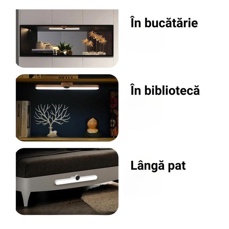 Casa si Gradina - Corpuri si surse de iluminat - Veioze si lampi - Veioze - Lampa LED cu senzor de lumina si miscare, suport magnetic, fara fir, acumulator 2000 mAh cu reincarcare prin USB. Alb - Infinity.ro