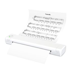 Imprimanta termica portabila A4, Bluetooth, USB, compatibila cu iOS/Android/Windows/MAC, baterie de 1200 mAh, Alb