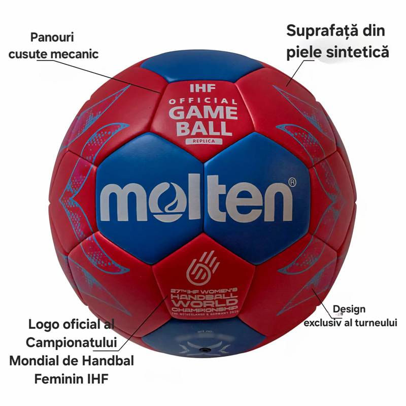 Sport si Outdoor - Sporturi de echipa - Handbal - Minge handbal Molten H2A1800 marime 2, design CM de Handbal 2025, recomanda pentru antrenament - Infinity.ro
