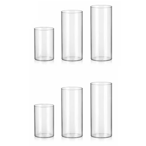 Set 6 vaze cilindrice din sticla transparenta, 2 dimensiuni, pentru flori sau lumanari plutitoare, cilindrice, 15/20 cm