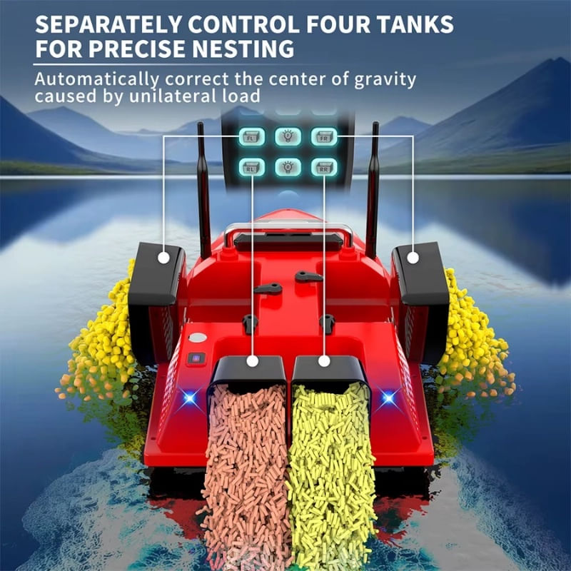 Sport si Outdoor - Sporturi acvatice - Pescuit - Echipament suplimentar pentru pescuit - Barca Plantat, Nadit si Momit iUni V803, 5200mAh, 4 cuve, 3kg, 500m, 15km/h - Infinity.ro