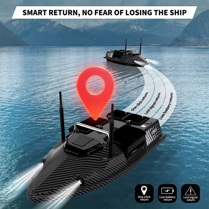 Sport si Outdoor - Sporturi acvatice - Pescuit - Echipament suplimentar pentru pescuit - Barca Plantat, Nadit si Momit iUni V803 PRO, GPS, Sonar Fish Finder, 18000mAh, 4 cuve, 3kg, 500m, 15km/h - Infinity.ro